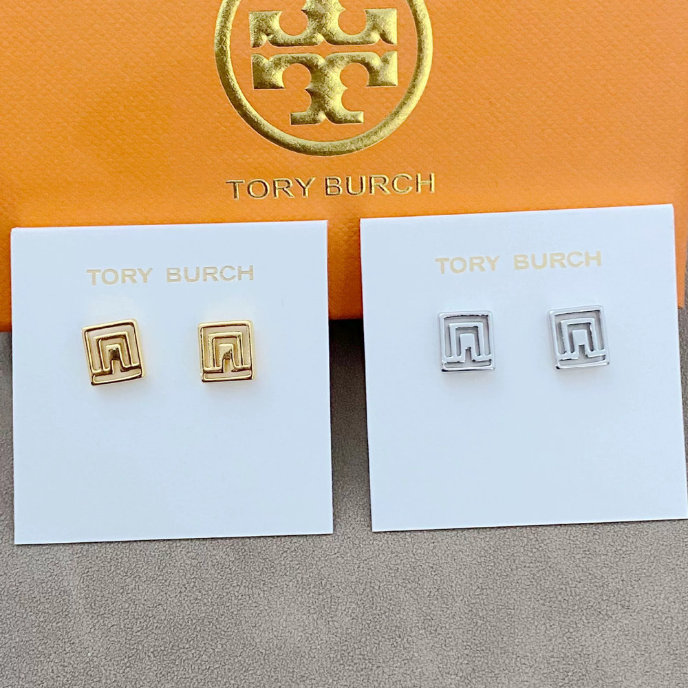Tory Burch Geometric Hollow Unisex Metal Earrings